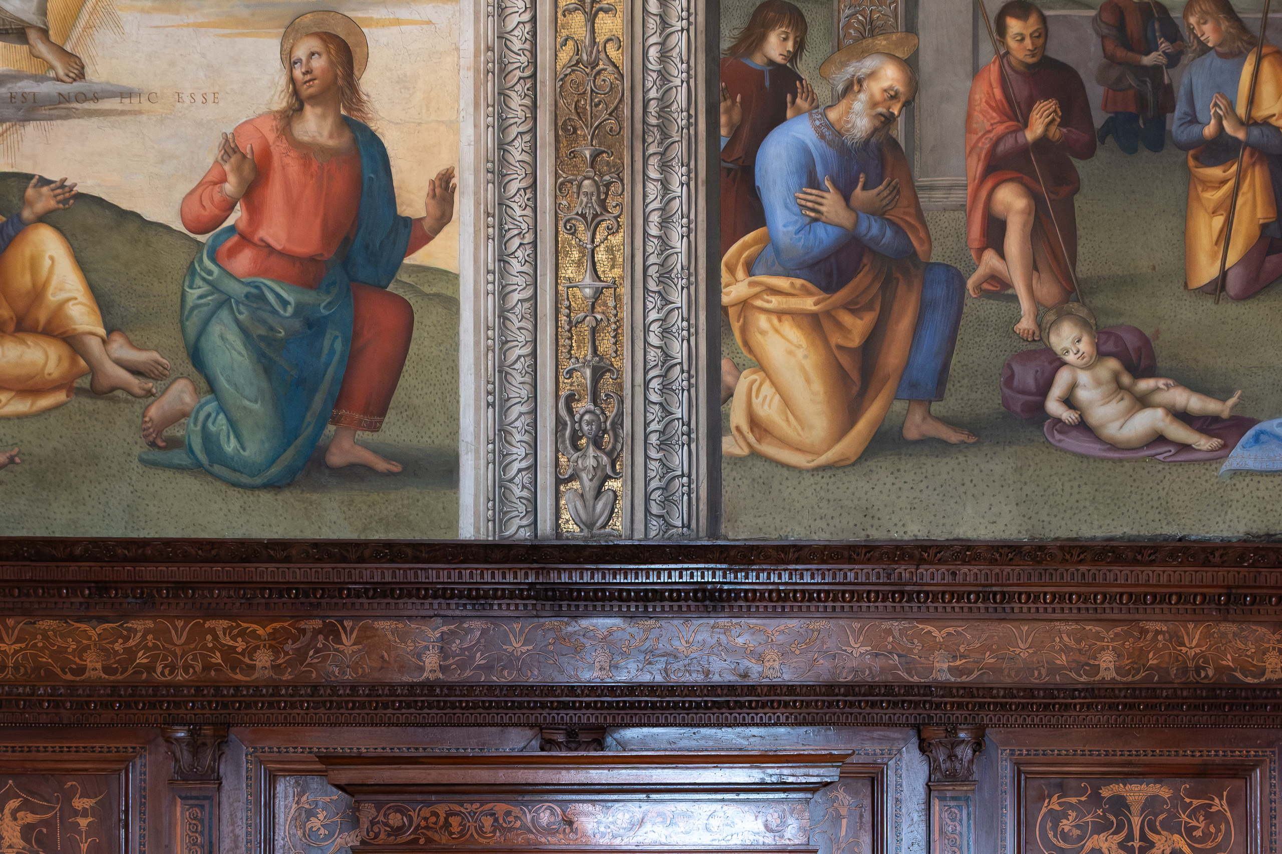Collegio del Cambio – Fresken über der Holzvertäfelung